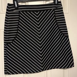 Stretch black and white striped pencil skirt